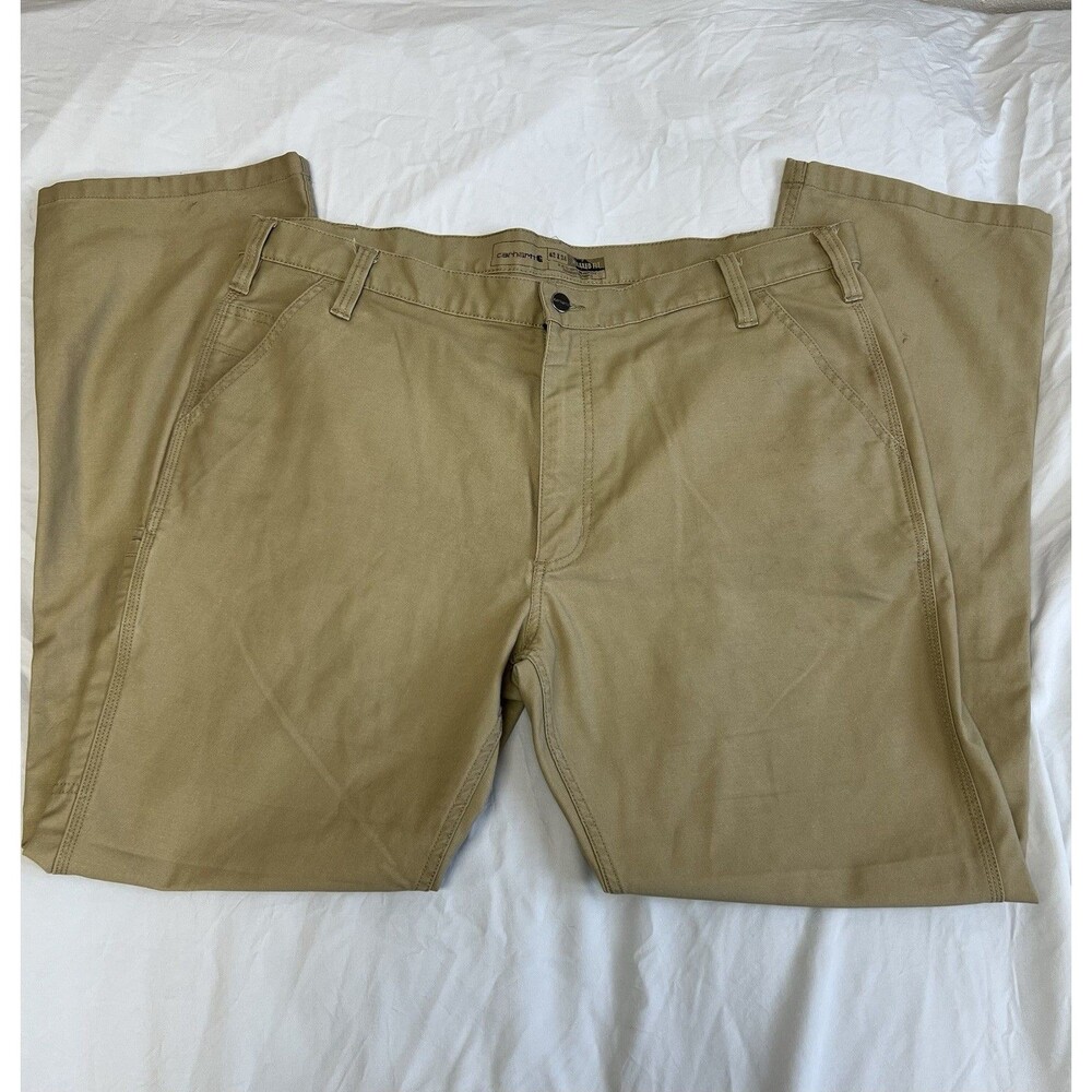 Carhartt Rugged Flex Relaxed Fit Canvas Work Pants Size 42x34 BN3109-M Tan